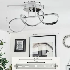 hofstein Plafonnier Dauntey LED Chrome, 1 lumière