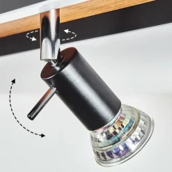 Lampes Vintages & Rétros-hofstein Plafonnier Deadwood LED Brun, Chrome, Couleur bois, Noir, 5 lumières