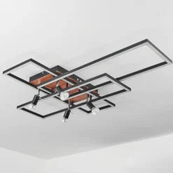 Lampes En Bois-hofstein Plafonnier Deadwood LED Brun, Couleur bois, 6 lumières