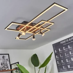 Lampes En Bois-hofstein Plafonnier Deadwood LED Brun, Couleur bois, 6 lumières