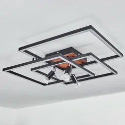 hofstein Plafonnier Deadwood LED Brun, Couleur bois, 4 lumières