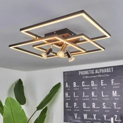 hofstein Plafonnier Deadwood LED Brun, Couleur bois, 4 lumières