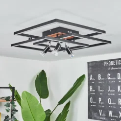 hofstein Plafonnier Deadwood LED Brun, Couleur bois, 4 lumières