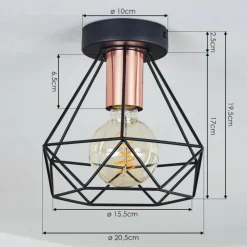 hofstein Plafonnier Denno Cuivre, Noir, 1 lumière