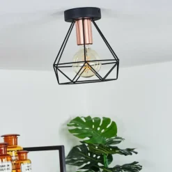 hofstein Plafonnier Denno Cuivre, Noir, 1 lumière