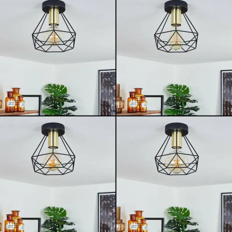 Lampes Dorées-hofstein Plafonnier Denno Or, Noir, 1 lumière