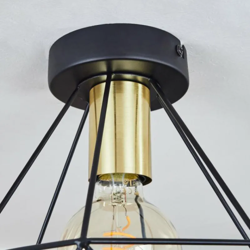 Lampes Dorées-hofstein Plafonnier Denno Or, Noir, 1 lumière