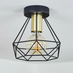 Lampes Dorées-hofstein Plafonnier Denno Or, Noir, 1 lumière