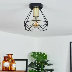 Lampes Dorées-hofstein Plafonnier Denno Or, Noir, 1 lumière