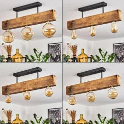 Luminaires Scandinaves-hofstein Plafonnier Derville Écru, Noir, 3 lumières