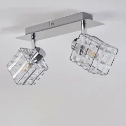 hofstein Plafonnier Desrue Chrome, Argenté, 2 lumières