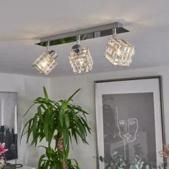 Lampes Industrielles-hofstein Plafonnier Desrue Chrome, Argenté, 3 lumières