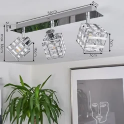 Lampes Industrielles-hofstein Plafonnier Desrue Chrome, Argenté, 3 lumières