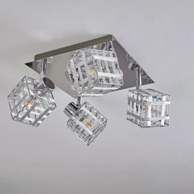 hofstein Plafonnier Desrue Chrome, Argenté, 4 lumières