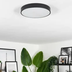 hofstein Plafonnier Diagonal LED Noir, 1 lumière, Télécommandes