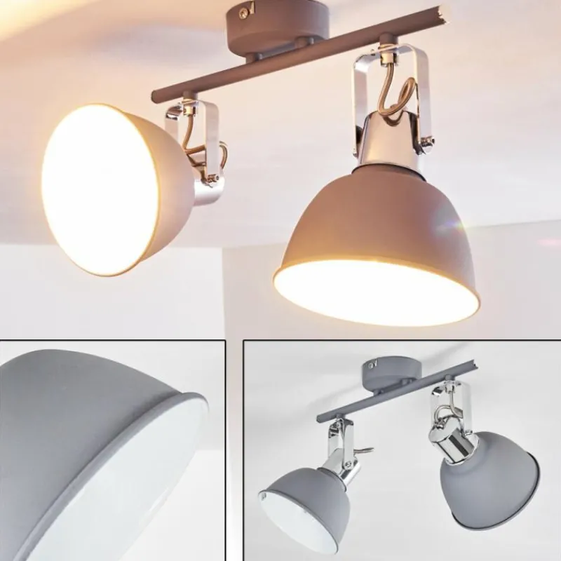 hofstein Plafonnier Dompierre Gris, Blanc, 2 lumières* Spots Et Projecteurs