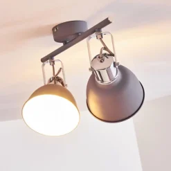 hofstein Plafonnier Dompierre Gris, Blanc, 2 lumières* Spots Et Projecteurs
