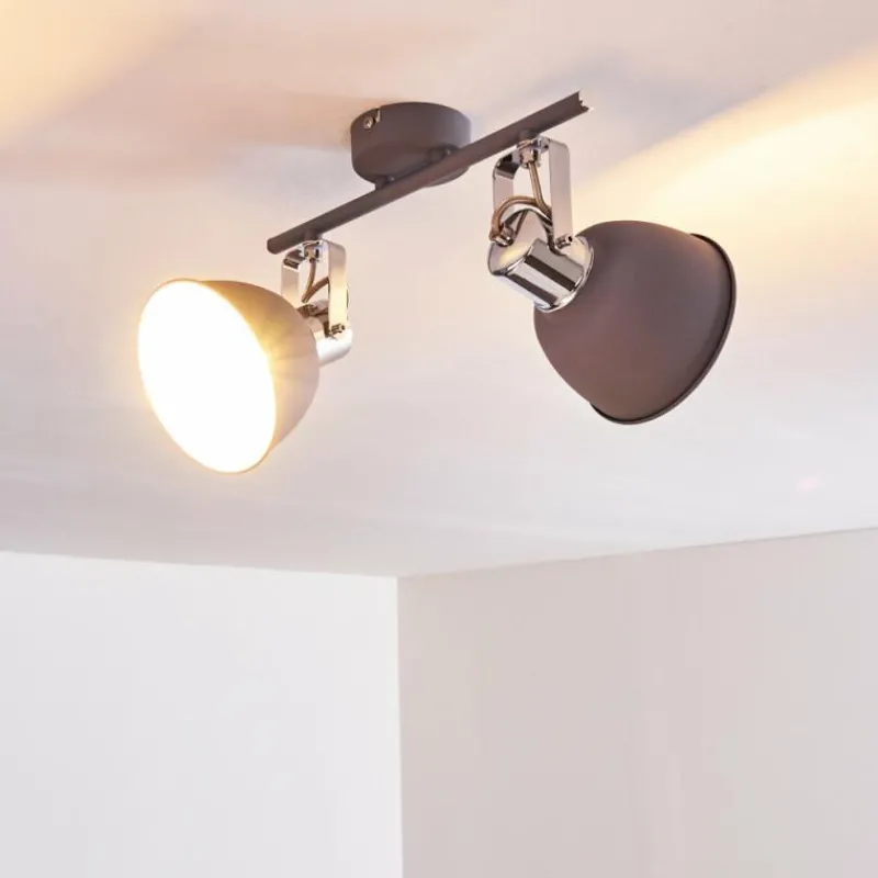 hofstein Plafonnier Dompierre Gris, Blanc, 2 lumières* Spots Et Projecteurs