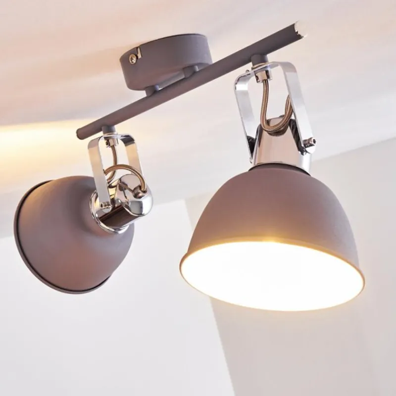 hofstein Plafonnier Dompierre Gris, Blanc, 2 lumières* Spots Et Projecteurs