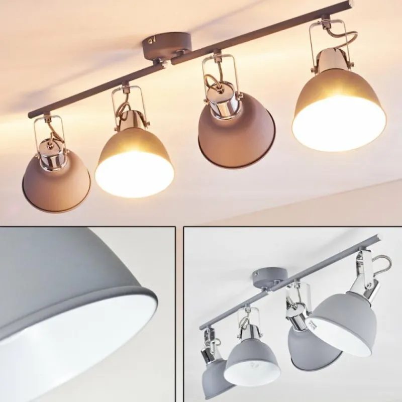 hofstein Plafonnier Dompierre Gris, Blanc, 4 lumières* Spots Et Projecteurs