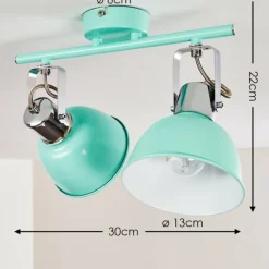 Lampes Vintages & Rétros-hofstein Plafonnier Dompierre Vert, Blanc, 2 lumières