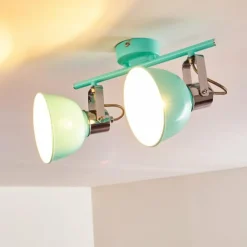 Lampes Vintages & Rétros-hofstein Plafonnier Dompierre Vert, Blanc, 2 lumières