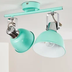 Lampes Vintages & Rétros-hofstein Plafonnier Dompierre Vert, Blanc, 2 lumières