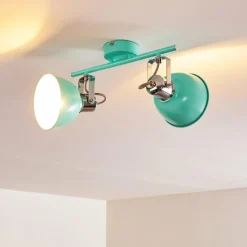 Lampes Vintages & Rétros-hofstein Plafonnier Dompierre Vert, Blanc, 2 lumières