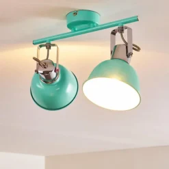 Lampes Vintages & Rétros-hofstein Plafonnier Dompierre Vert, Blanc, 2 lumières