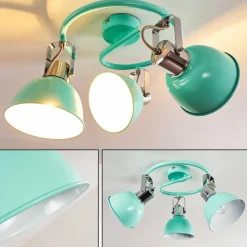 Lampes Vintages & Rétros-hofstein Plafonnier Dompierre Vert, Blanc, 3 lumières