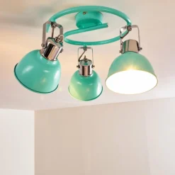 Lampes Vintages & Rétros-hofstein Plafonnier Dompierre Vert, Blanc, 3 lumières