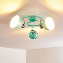 Lampes Vintages & Rétros-hofstein Plafonnier Dompierre Vert, Blanc, 3 lumières