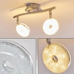 hofstein Plafonnier Donot LED Nickel mat, 2 lumières