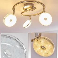 hofstein Plafonnier Donot LED Nickel mat, 3 lumières