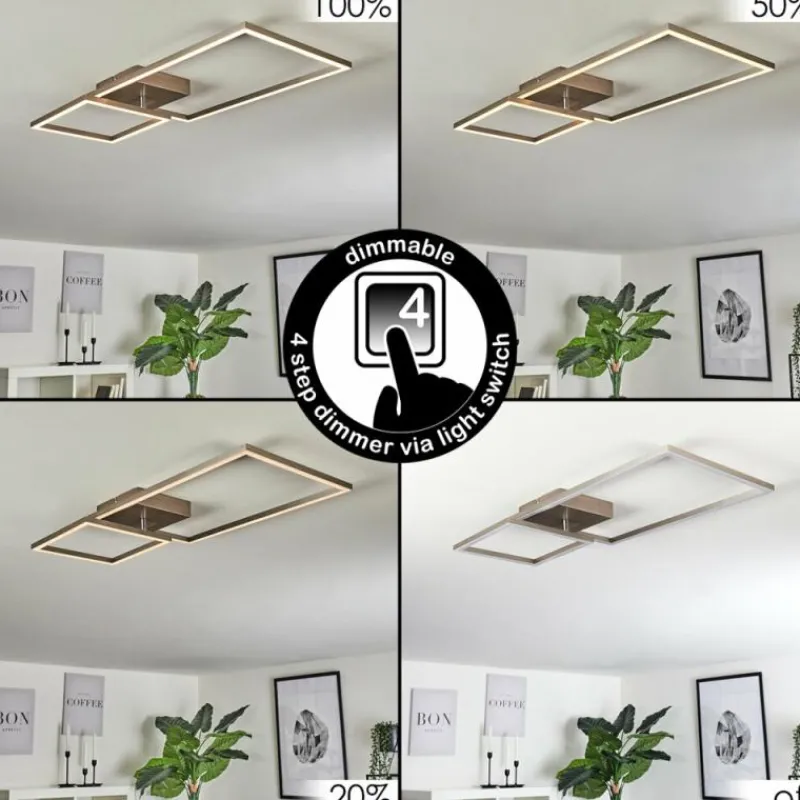 hofstein Plafonnier Doyon LED Nickel mat, 1 lumière