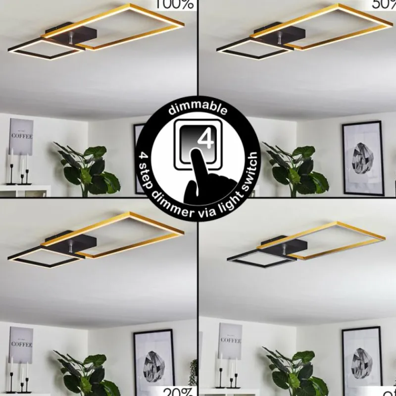 Lampes Dorées-hofstein Plafonnier Doyon LED Noir, 1 lumière