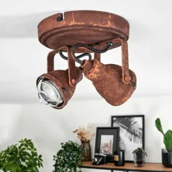 Lampes Industrielles-hofstein Plafonnier Drobak Rouille, 2 lumières