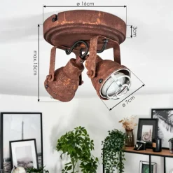Lampes Industrielles-hofstein Plafonnier Drobak Rouille, 2 lumières
