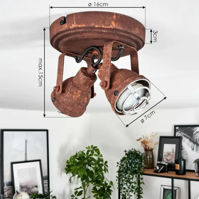 Lampes Industrielles-hofstein Plafonnier Drobak Rouille, 2 lumières
