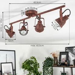 Lampes Industrielles-hofstein Plafonnier Drobak Rouille, 4 lumières