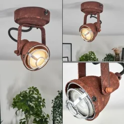 Lampes Industrielles-hofstein Plafonnier Drobak Rouille, Noir, 1 lumière