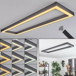 hofstein Plafonnier Dubuisson LED Anthracite, 1 lumière, Télécommandes