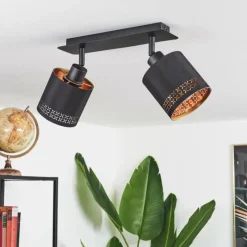 Lampes En Tissu-hofstein Plafonnier Ecuador Noir, 2 lumières