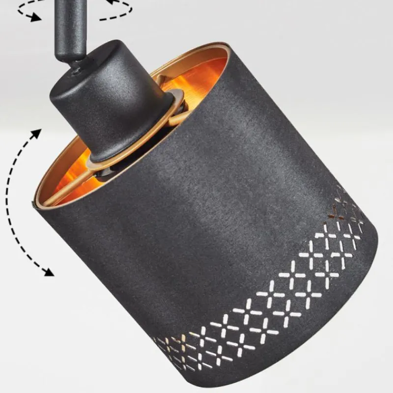 Lampes En Tissu-hofstein Plafonnier Ecuador Noir, 2 lumières