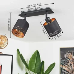 Lampes En Tissu-hofstein Plafonnier Ecuador Noir, 2 lumières