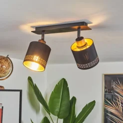 Lampes En Tissu-hofstein Plafonnier Ecuador Noir, 2 lumières