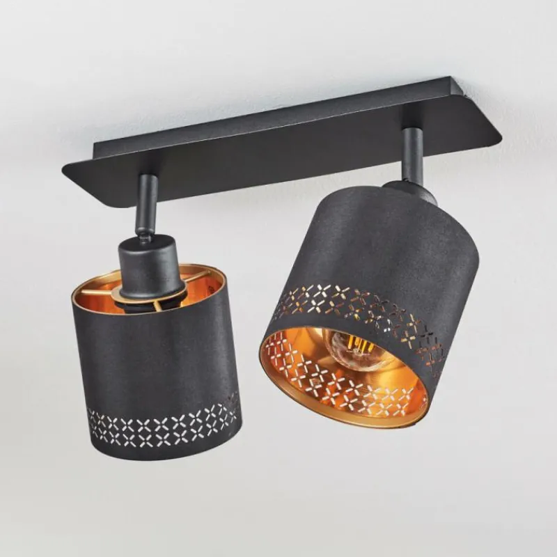 Lampes En Tissu-hofstein Plafonnier Ecuador Noir, 2 lumières