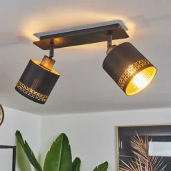 Lampes En Tissu-hofstein Plafonnier Ecuador Noir, 2 lumières