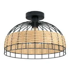 Style Boho-Chic-Luminaires Eglo Plafonnier Eglo ANWICK Noir, 1 lumière