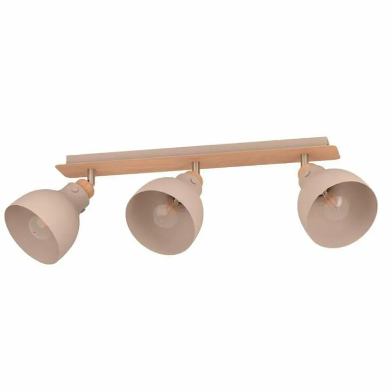 Lampes En Bois-Luminaires Eglo Plafonnier Eglo ARRECIFE Couleur bois, Nickel mat, 3 lumières